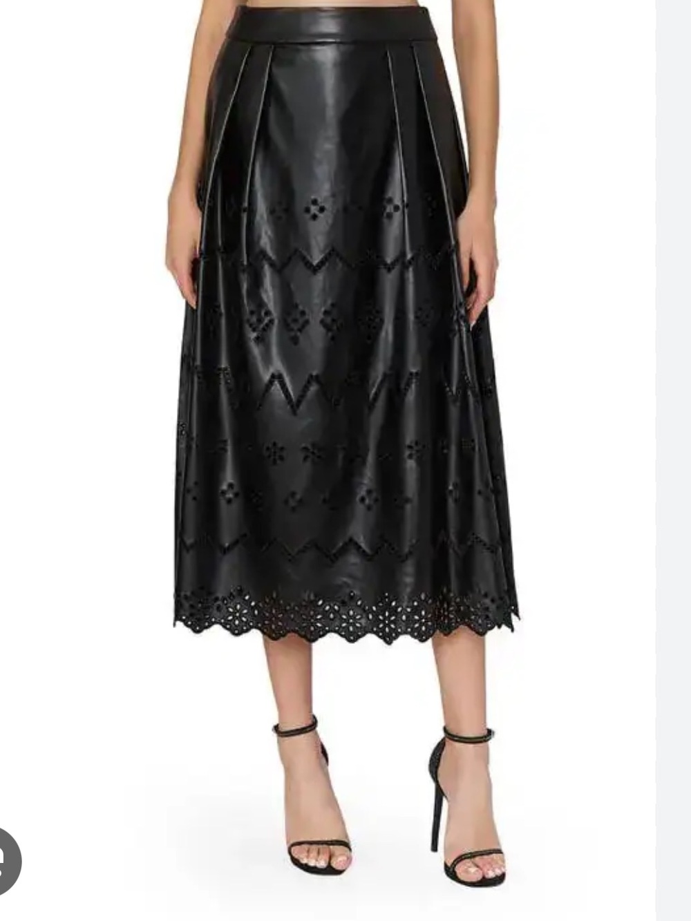 Milly Jolene Eyelet Faux leather skirt